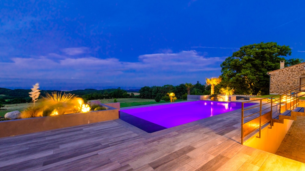 jardin zan piscine nuit